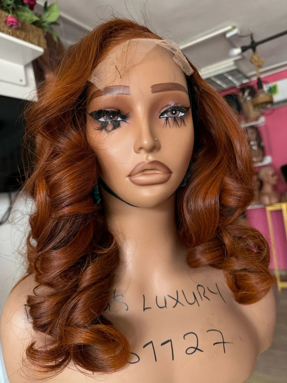 Vietnam Single Donor Burnt Orange Wavy Wig