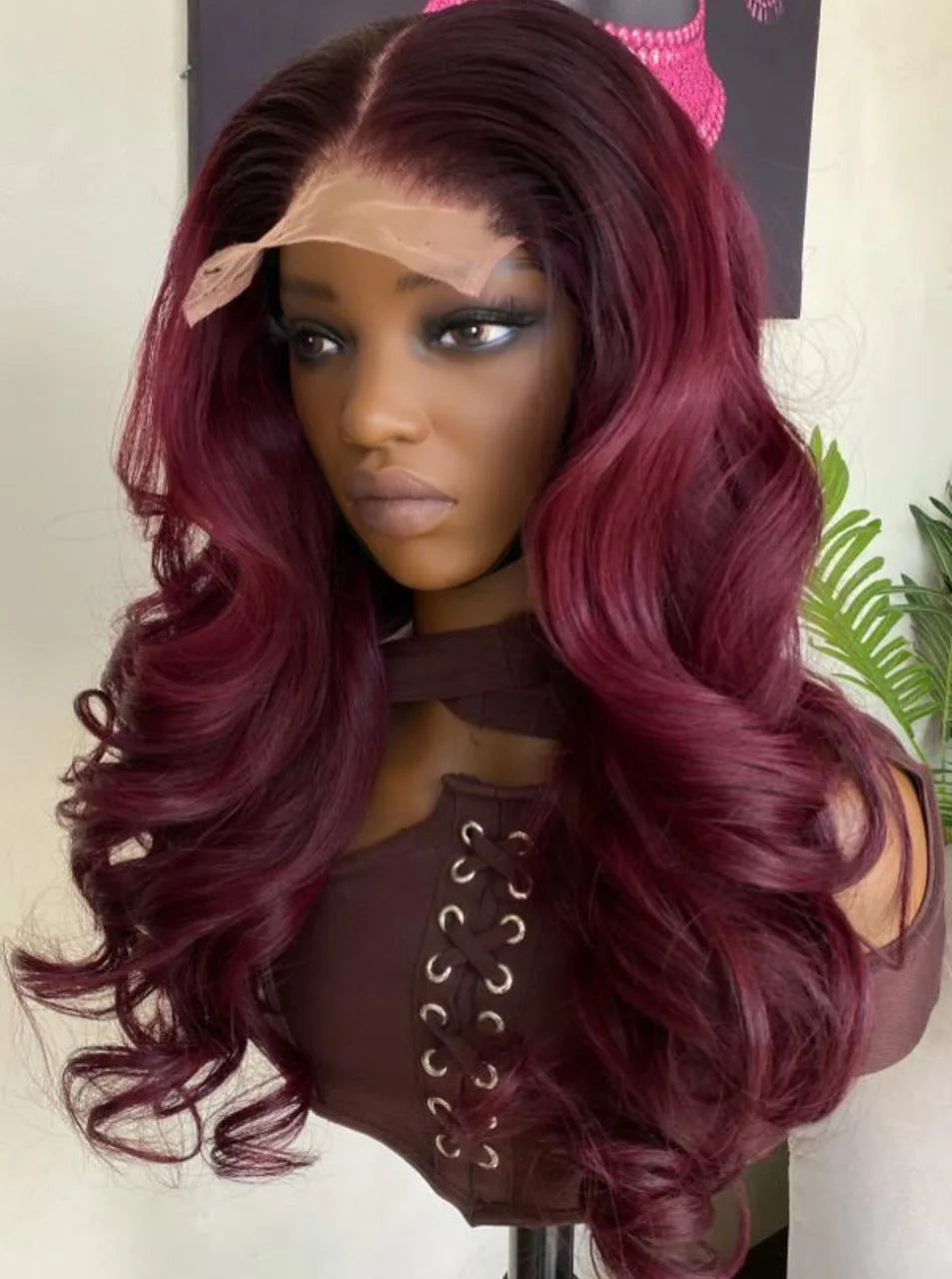 Vietnam Single Donor Burgundy Wavy Wig